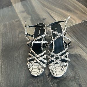 Snake skin print chunky heels